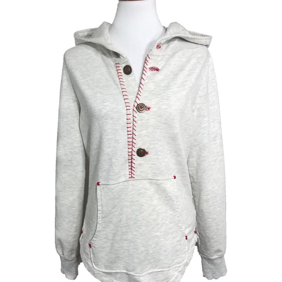 Free People Tops - SOLD-Free People Cross Stitched Hoodie Pullover